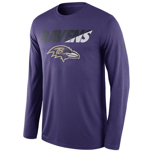 NFL Men's Baltimore Ravens Nike Purple Legend Staff Practice Long Sleeve Performance T-Shirt